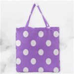 Polka Dots - White on Lavender Violet Grocery Tote Bag