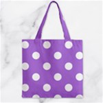 Polka Dots - White on Lavender Violet Zipper Grocery Tote Bag