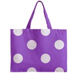 Polka Dots - White on Lavender Violet Zipper Mini Tote Bag