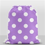 Polka Dots - White on Lavender Violet Drawstring Bag (Small)
