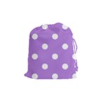 Polka Dots - White on Lavender Violet Drawstring Pouch (M)