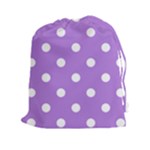 Polka Dots - White on Lavender Violet Drawstring Pouch (XXl)