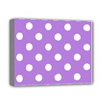 Polka Dots - White on Lavender Violet Deluxe Canvas 14  x 11  (Stretched)