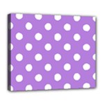 Polka Dots - White on Lavender Violet Deluxe Canvas 24  x 20  (Stretched)