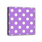 Polka Dots - White on Lavender Violet Mini Canvas 4  x 4  (Stretched)