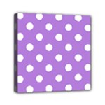 Polka Dots - White on Lavender Violet Mini Canvas 6  x 6  (Stretched)