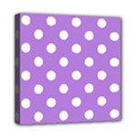 Polka Dots - White on Lavender Violet Mini Canvas 8  x 8  (Stretched)