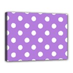 Polka Dots - White on Lavender Violet Canvas 16  x 12  (Stretched)