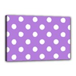 Polka Dots - White on Lavender Violet Canvas 18  x 12  (Stretched)