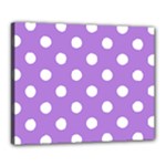 Polka Dots - White on Lavender Violet Canvas 20  x 16  (Stretched)