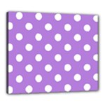 Polka Dots - White on Lavender Violet Canvas 24  x 20  (Stretched)