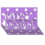 Polka Dots - White on Lavender Violet Happy Birthday 3D Greeting Card (8x4)