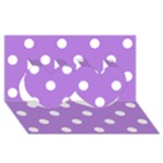 Polka Dots - White on Lavender Violet Twin Hearts 3D Greeting Card (8x4)