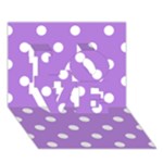 Polka Dots - White on Lavender Violet LOVE 3D Greeting Card (7x5)