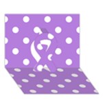 Polka Dots - White on Lavender Violet Ribbon 3D Greeting Card (7x5)