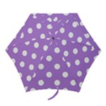 Polka Dots - White on Lavender Violet Mini Umbrella