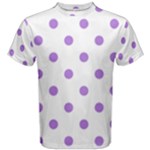 Polka Dots - Lavender Violet on White Men s Cotton Tee
