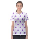 Polka Dots - Lavender Violet on White Women s Sport Mesh Tee