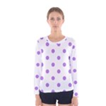 Polka Dots - Lavender Violet on White Women s Long Sleeve T-shirt