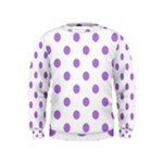 Polka Dots - Lavender Violet on White Kid s Sweatshirt