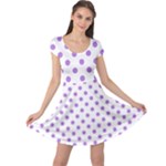 Polka Dots - Lavender Violet on White Cap Sleeve Dress