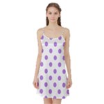 Polka Dots - Lavender Violet on White Satin Night Slip