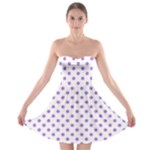 Polka Dots - Lavender Violet on White Strapless Bra Top Dress