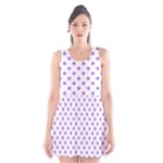 Polka Dots - Lavender Violet on White Scoop Neck Skater Dress