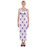 Polka Dots - Lavender Violet on White Fitted Maxi Dress