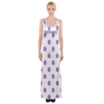 Polka Dots - Lavender Violet on White Maxi Thigh Split Dress
