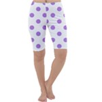 Polka Dots - Lavender Violet on White Cropped Leggings