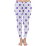 Polka Dots - Lavender Violet on White Winter Leggings