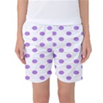 Polka Dots - Lavender Violet on White Women s Basketball Shorts