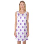 Polka Dots - Lavender Violet on White Sleeveless Satin Nightdress