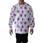 Polka Dots - Lavender Violet on White Hooded Wind Breaker (Kids)