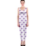Polka Dots - Lavender Violet on White OnePiece Catsuit