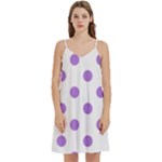 Polka Dots - Lavender Violet on White Women s Reversible Sports Bra with Border
