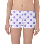 Polka Dots - Lavender Violet on White Reversible Boyleg Bikini Bottoms