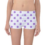 Polka Dots - Lavender Violet on White Boyleg Bikini Bottoms