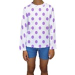 Polka Dots - Lavender Violet on White Kid s Long Sleeve Swimwear
