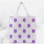 Polka Dots - Lavender Violet on White Grocery Tote Bag