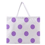 Polka Dots - Lavender Violet on White Zipper Large Tote Bag
