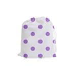 Polka Dots - Lavender Violet on White Drawstring Pouch (M)