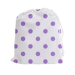 Polka Dots - Lavender Violet on White Drawstring Pouch (XXl)