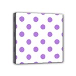 Polka Dots - Lavender Violet on White Mini Canvas 4  x 4  (Stretched)