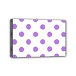 Polka Dots - Lavender Violet on White Mini Canvas 6  x 4  (Stretched)