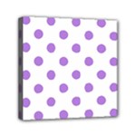 Polka Dots - Lavender Violet on White Mini Canvas 6  x 6  (Stretched)