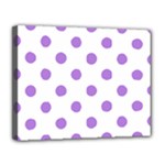 Polka Dots - Lavender Violet on White Canvas 14  x 11  (Stretched)