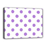 Polka Dots - Lavender Violet on White Canvas 16  x 12  (Stretched)