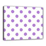Polka Dots - Lavender Violet on White Canvas 20  x 16  (Stretched)